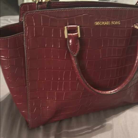 Michael Kors Burgundy Crocodile-Embossed Women's Bag - Picture 8 of 10